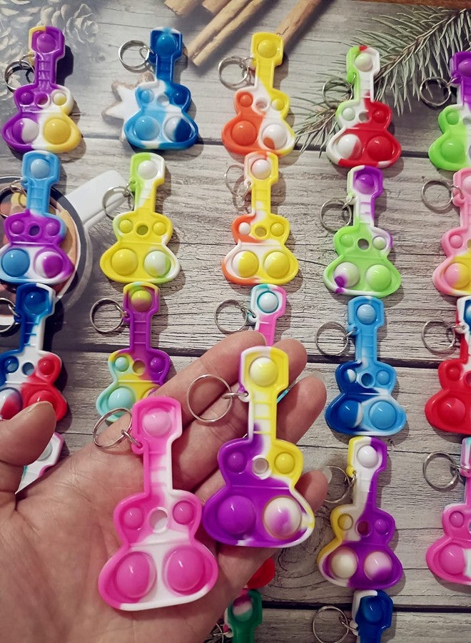 Roaqua Students Gifts Mini pop Bulk Guitar Fidget Keychain,for Boys and Girls Kids Birthday Party Favors Supplies and Classroom Prize (30 Packs) - Image 2